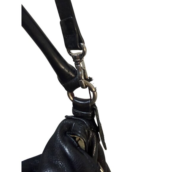 Margot Black Leather Hobo Bag With Tassel Accent & Adjustable Strap - Picture 8 of 15